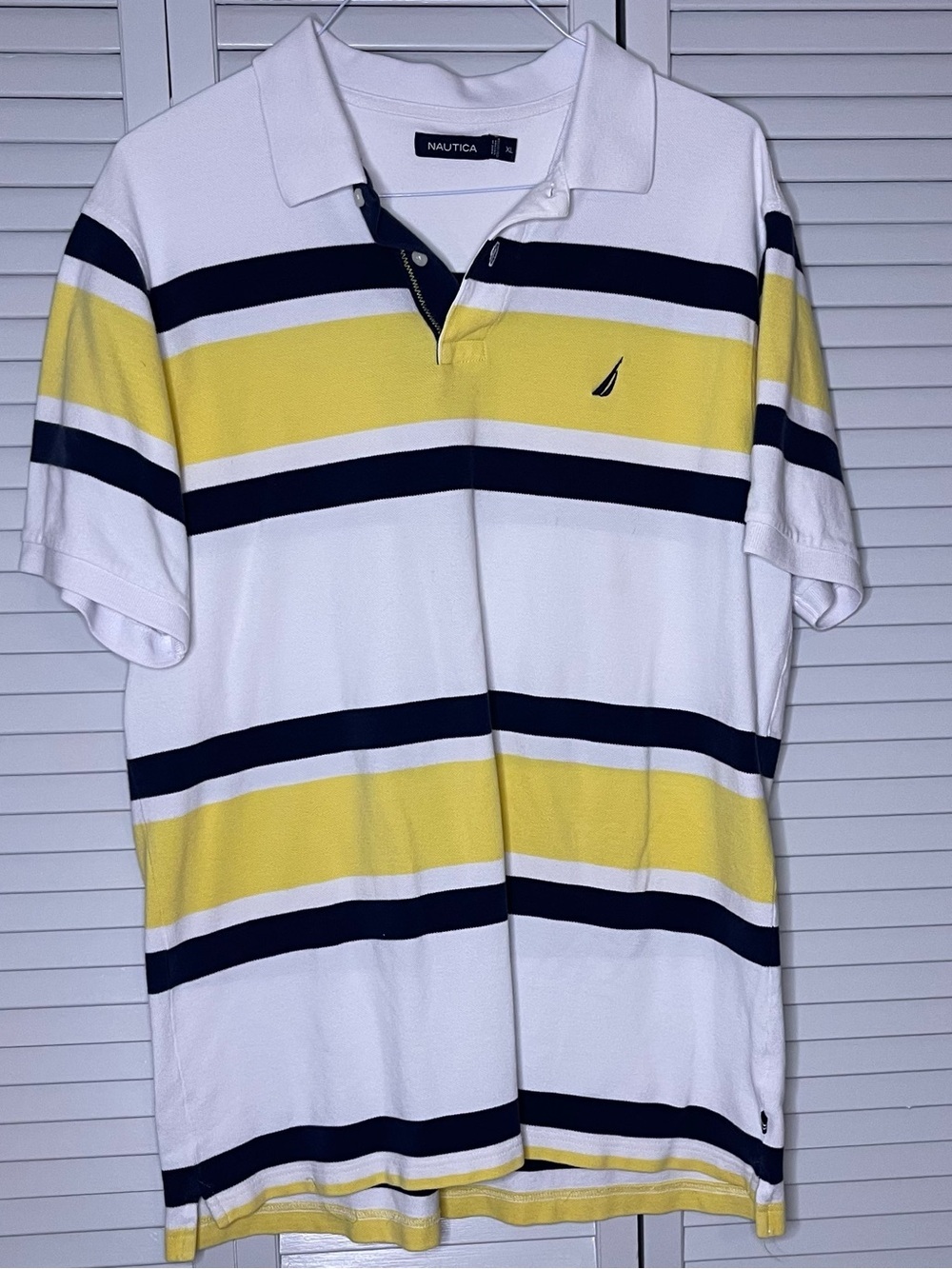 Nautica Men’s Yellow & Navy Striped Polo Shirt